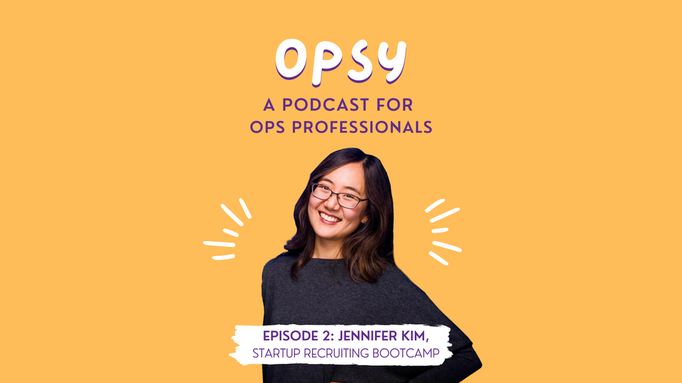 An Asian woman is super imposed on a yellow background. Headline reads, "Opsy: a podcast for ops professionals".